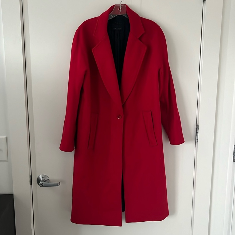 Zara Trench Long Coat Red Large